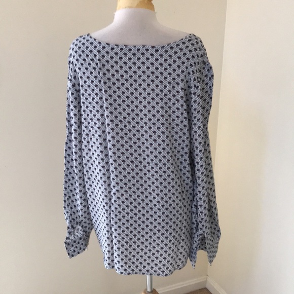 Loft large white printed long sleeve square neck top. - Picture 3 of 8